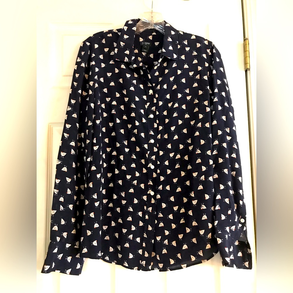 J Crew Silk Hen Blouse